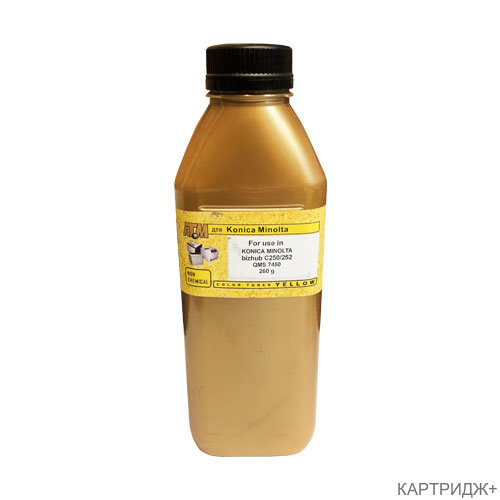 Тонер для konica minolta bizhub c250/252, qms 7450 (фл,260,желт,nonchem) gold atm