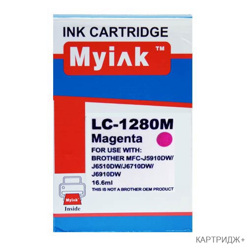 Картридж для brother mfc-j5910/6510/6710 (lc1280xlm) magenta (16,6ml, dye) myink