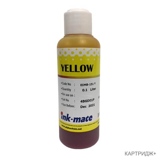 Чернила светостойкие для epson (t0824/t0814/t0804) st photo r270/390/rx590/t50/p50 (100мл, yellow, dye) eim-151y  ink-mate