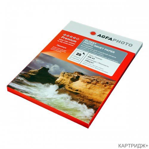 Фотобумага для струйной печати глянцевая а4,240 г/м2, 20л,коробка agfa