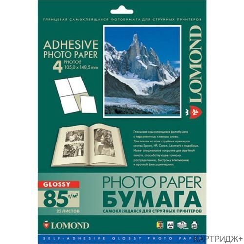 Наклейки Глянцевая А4 / 85 г / 4-дел (9х13см)  LOMOND(2412043)