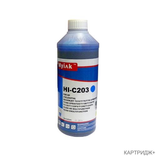 Чернила для (hp 72, hp 727, hp 764) c9371a (1л,cyan, dye) hi-c203 gloria™ myink Чернила для (hp 72, hp 727, hp 764) c9371a (1л,cyan, dye) hi-c203 gloria™ myink